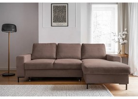 Hnedá menčestrová rozkladacia rohová pohovka (pravý roh) Lofty Lilly – Miuform