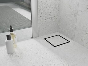 Mexen Flat nerezová podlahová vpusť 12x12 cm, čierna, 1710012