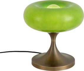 Retro stolná lampa tmavobronzová so zeleným skleneným tienidlom 31 cm - Glaze