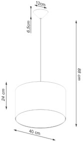 Závesné svietidlo Nova, 1x biele textilné tienidlo, (fi 40 cm)