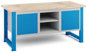 Dielenský stôl KOVONA, 1x skrinka s policou, 2x skrinka, buková škárovka, pevné nohy, 1700 mm