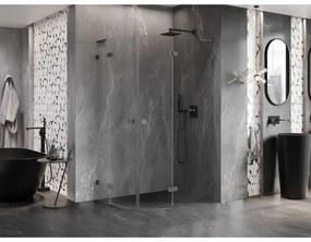 Mexen Lunar, L pravý polkruhový sprchový kút 80 x 70 cm, 8mm číre sklo, profil grafit brúsený, 833L-080P-070L-66-00
