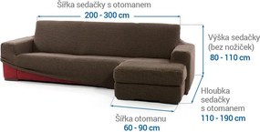 Super strečové poťahy NIAGARA tabaková sedačka s otomanom vpravo (š. 200 - 300 cm)