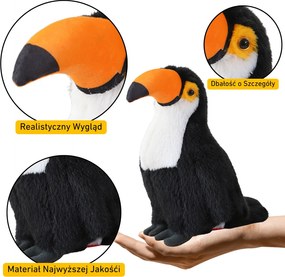 LEAN Toys Plyšový vták tukan objíma biely 35cm