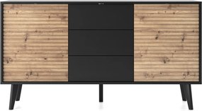 Široká komoda so zásuvkami Willow, čierna/dub artisan