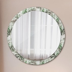Okrúhle ozdobné zrkadlo Listy akvarelu fi 100 cm