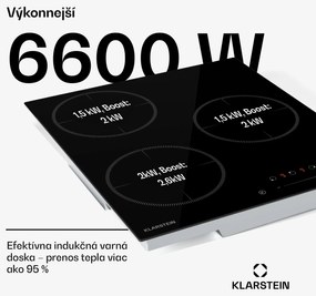 Klarstein Delicatessa Indukčná varná doska, 45 cm, 6600 W, 3 varné platne, Slider-Control, Boost