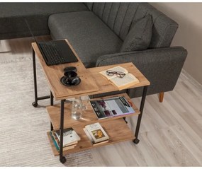 Odkladací stolík MELIN 63x70 cm hnedá/čierna