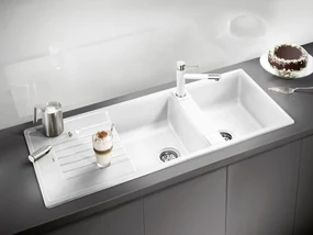 Blanco Zia 8 S, silgranitový drez 1160x500x190 mm, 2-komorový, sivá vulkán, BLA-527392