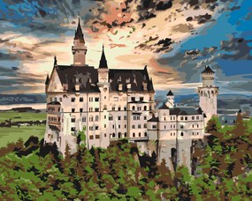Gario Maľovanie podľa čísel Zámok Neuschwanstein Rozmery: 80 x 60 cm, Rámovanie: Iba zrolované plátno