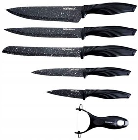 WELLHOX 6 dielna sada nožov so škrabkou s čiernou rukoväťou