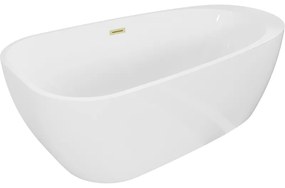 Mexen Giada, voľne stojaca vaňa 170 x 90 cm, biela lesklá, zlatý matný prepad, 52741709000-55
