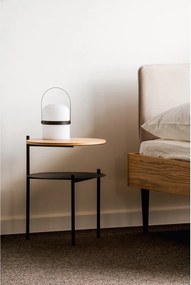 Čierny/v prírodnej farbe nočný stolík s doskou v dubovom dekore Tu – noo.ma