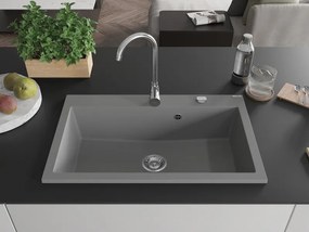 Mexen Elix, 1-korový granitový drez 800 x 500 mm, šedá, chrómový sifón, 6527801005-71