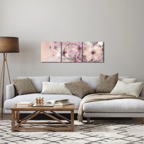 Obraz - Umelecká koláž s motýľmi (s hodinami) (90x30 cm)