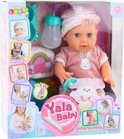 LEAN Toys Bábika bábätko čúrajúce ružová sada s doplnkami zvuky 35 cm