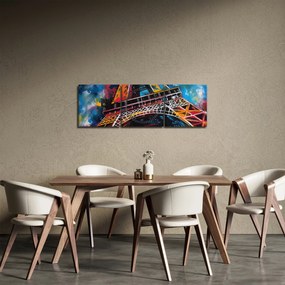 Obraz - Maľba Eiffelovej veže II. (s hodinami) (90x30 cm)