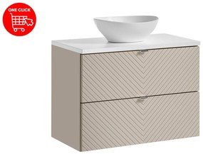 Závěsná skříňka Viva Cashmere s deskou a umyvadlem 80 cm kašmír/bílá