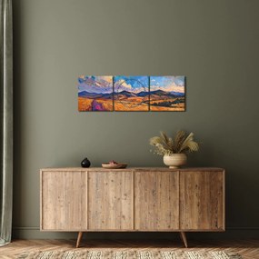 Obraz - Olejomaľba krajiny (s hodinami) (90x30 cm)
