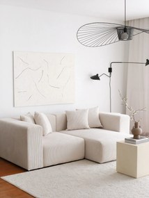 Zamatová rohová pohovka Yolo 222 x 110 cm, pravá, biela