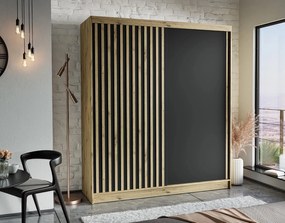 ŠATNÍKOVÁ SKRIŇA S POSUVNÝMI DVERAMI INGRID DUB ARTISAN / ČIERNA LED
