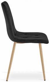 Jedálenská stolička LIBRA zamatová čierna / drevené nohy