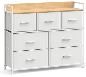 Komoda s látkovými zásuvkami Vasagle Busman dub biela/biela