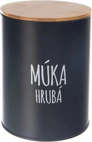 Orion Dóza na potraviny, plechová, černá, s bambusovým víkem, 2,3l, Múka hrubá SK