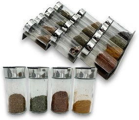 Orion Súprava 16ks koreničiek SPICE BLACK 100ml + 4ks nerezový organizér na koreničky VASKY - NEREZ + súprava 24ks štítkov