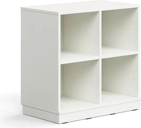 Úložná skrinka CASPER, 4 priehradky, so soklom, biela