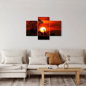 Obraz - Siluety zvierat pri západe slnka (90x60 cm)