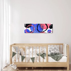 Obraz - Motív s kruhmi v živých farbách (s hodinami) (90x30 cm)