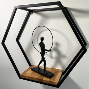 Dekorstudio Nástenná polica LOFT hexagon dubová 60cm