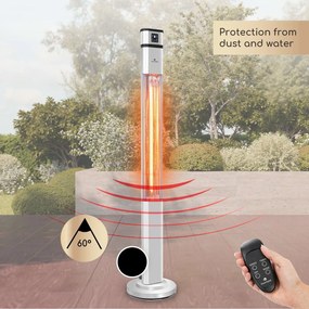 Heat Guru Plus, infračervený ohrievač, 2000 W, 3 stupne ohrevu, diaľkový ovládač, strieborný
