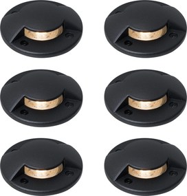 Sada 6 moderných zemných bodových svetiel čierna GU10 50mm 2-svetelný efekt IP65 - Cellar