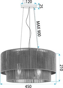 Toolight Toolight, závesné svietidlo 3xE27, APP1837-1CP, čierna-hnedá, OSW-00642