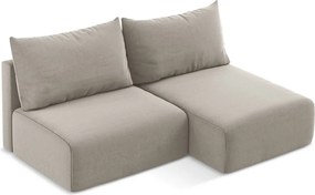 Taupe zamatová rozkladacia/s úložným priestorom rohová pohovka (pravý roh/s leňoškou) Kalena – Makamii