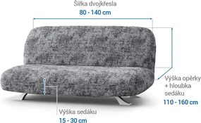 Bielastické poťahy MARMO šedé dvojkreslo s drevenými rúčkami (š. 80 -140 cm)