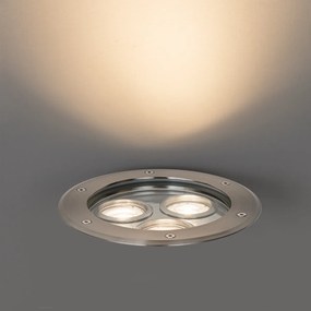 Moderné záhradné bodové svetlo oceľové 3-žiarovkové IP65 - Tribus