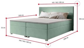 Čalúnená postel Boxspring ISLAND + matrac + rošt - cosmic160 / 180x200 / bez vrchného matraca