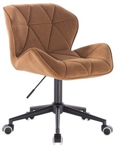 LuxuryForm DESIGN Stolička MILANO VELUR na čiernej podstave s kolieskami - hnedá