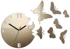 3D nalepovacie hodiny Butterfly metallic tortora