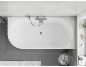 Mexen Silo, rohová voľne stojaca ryhovaná vaňa, pravá, 170 x 80 cm, biela-čierna, przelew gun gray szczotkowany- 52891708075P-66