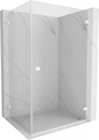 Mexen Lunar-B, pravostranný výklopný sprchový kút 95 x 90 cm, 8mm číre sklo, biely profil, 832-095-090-20-00-P