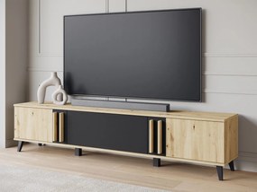 TV skrinka/stolík s krbom Kegalo 183, Farby: dub artisan / čierny grafit + dub artisan