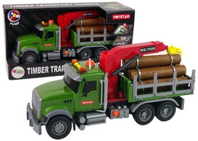 LEAN TOYS Nákladné auto so žeriavom na prepravu dreva