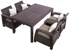 Deokork Záhradná ratanová zostava CORFU LOUNGE SET II. 1+4 hnedá