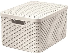 Krémovobiely plastový úložný box s vekom 33x44,5x25 cm Style – Curver