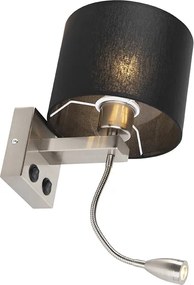 Moderná nástenná lampa oceľ s čiernym tienidlom - Brescia