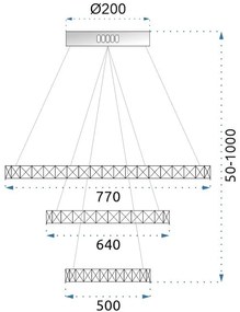 Krištálové stropné svietidlo LED na diaľkové ovládanie APP772-3CP strieborné